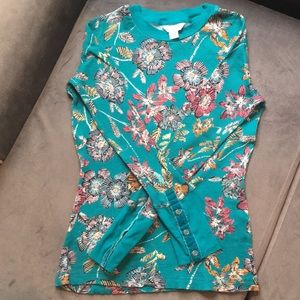 NEVER WORN Teal Floral LS Thermal Shirt